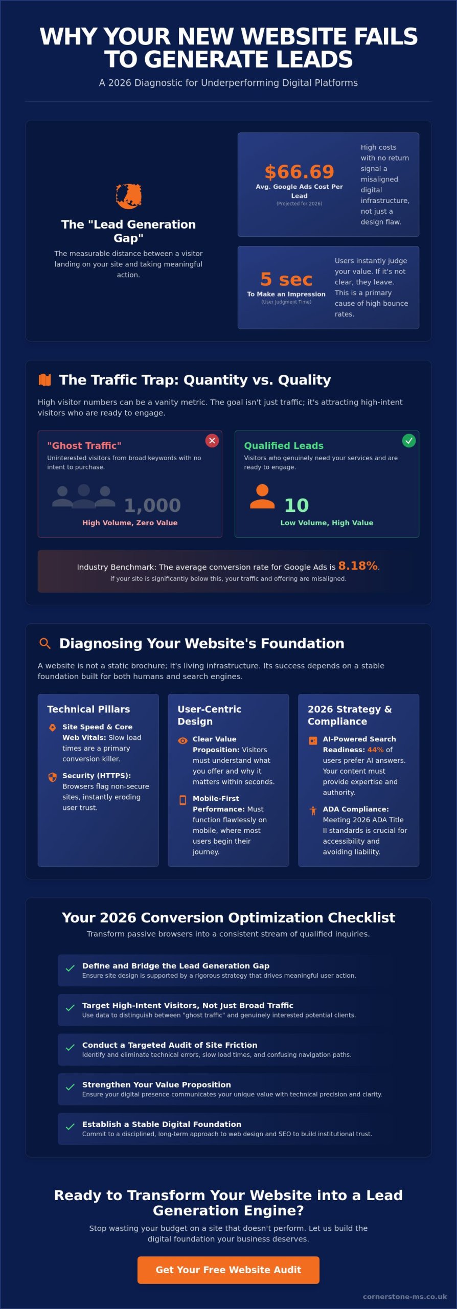 My New Website Isn't Generating Leads: 5 Reasons Why and How to Fix It in 2026